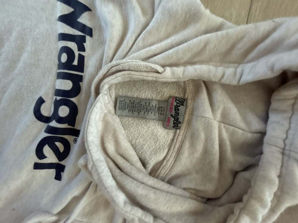 Wrangler Cream Logo Graphic Pullover Hoodie Sweatshirt Size S - Picture 2 of 2